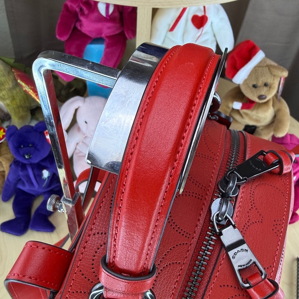 💥COACH -Jordyn Perforated Signature Leather Backpack / Miami Red - 45U674 - Picture 8 of 17